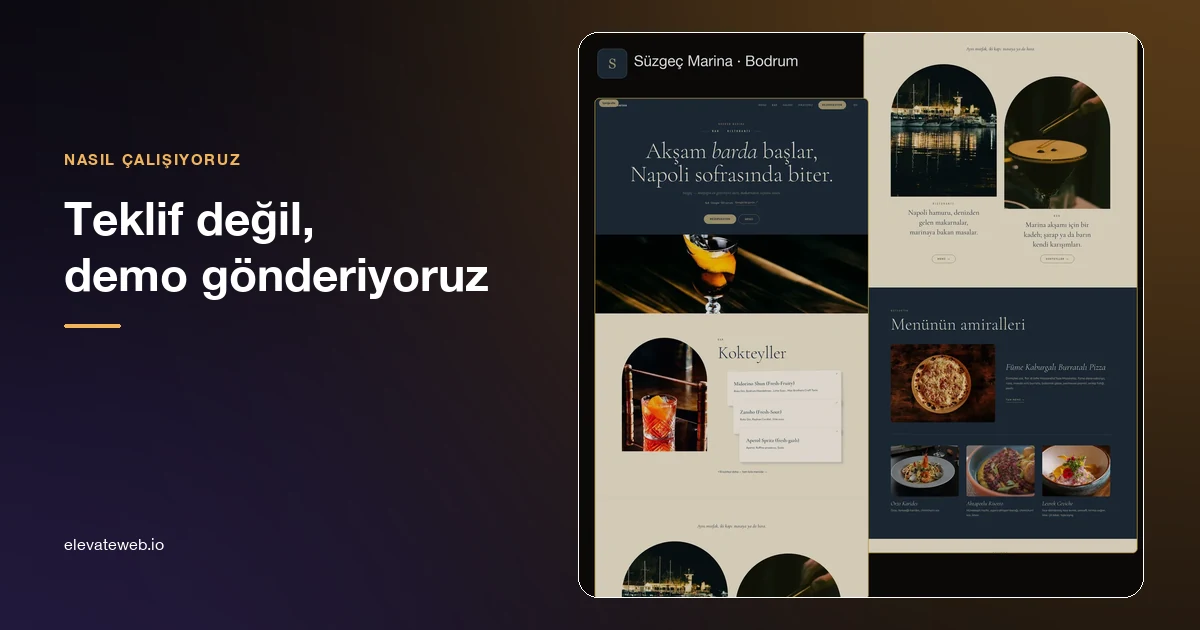 Restaurant website demo built for Süzgeç Marina — homepage and menu sections
