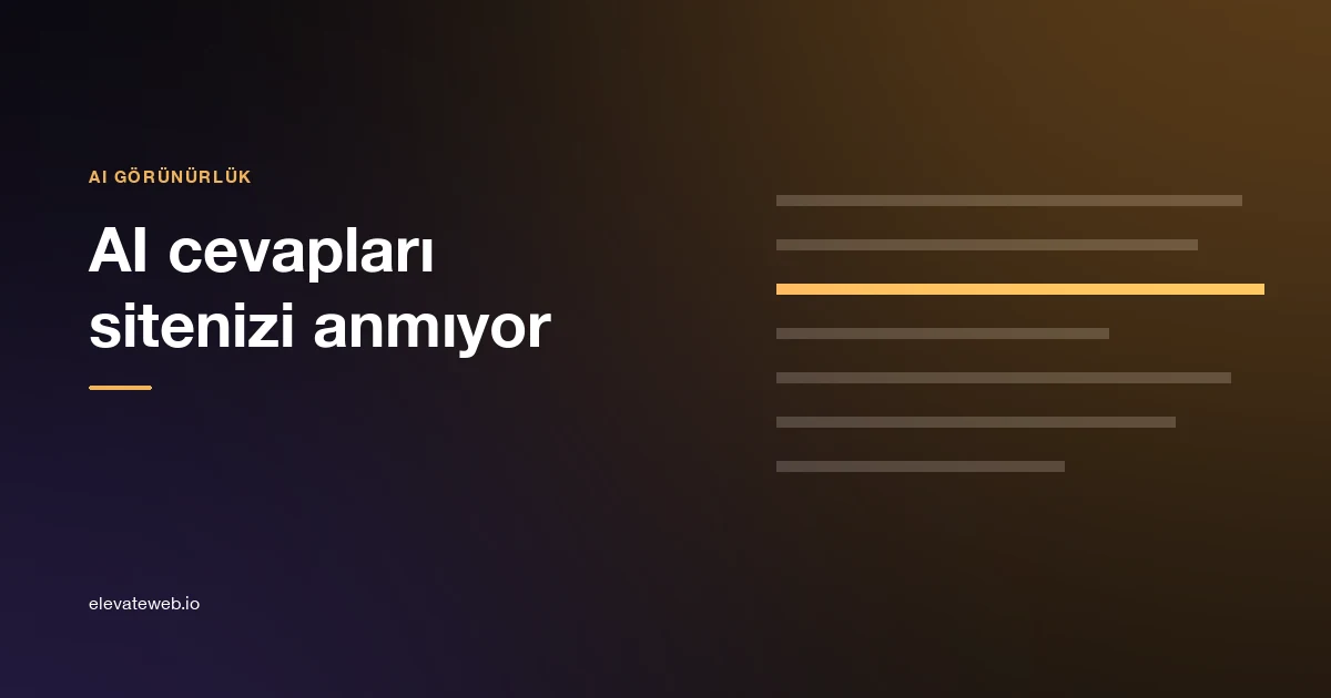 Koyu zeminde tipografik kapak: AI cevap bloğunu temsil eden satırlar ve vurgulanmış tek satır
