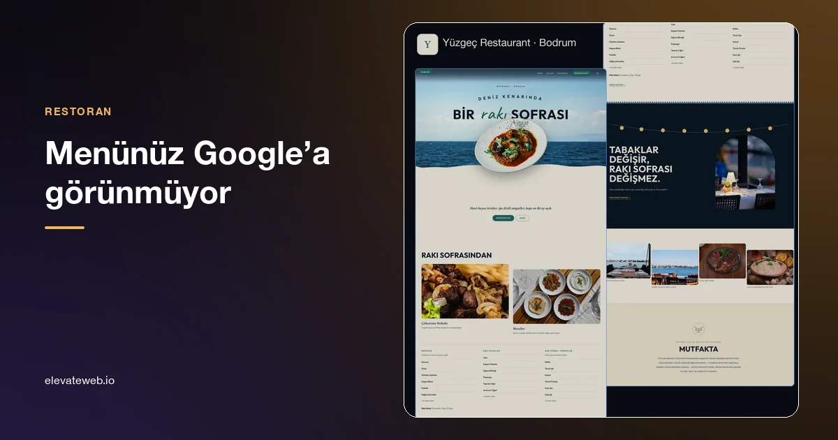 Yüzgeç Restaurant Bodrum web sitesi: HTML menü sayfası ve ana sayfa tasarımı