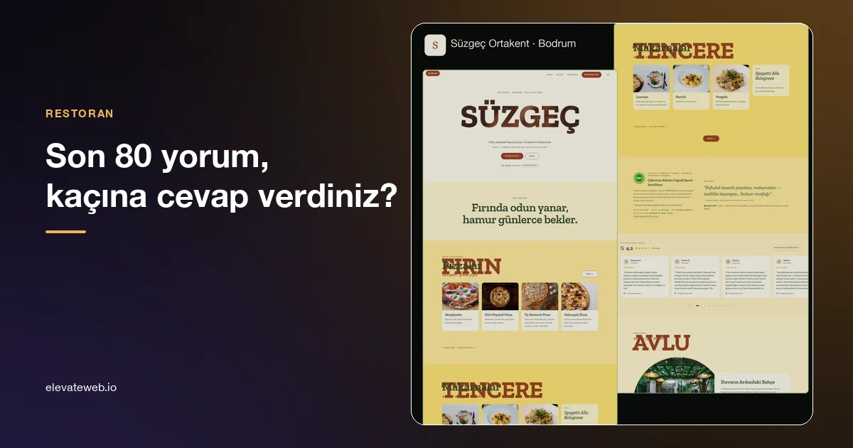 Süzgeç Ortakent restoran web sitesi tasarımı — misafir yorumları ve rezervasyon bölümleri
