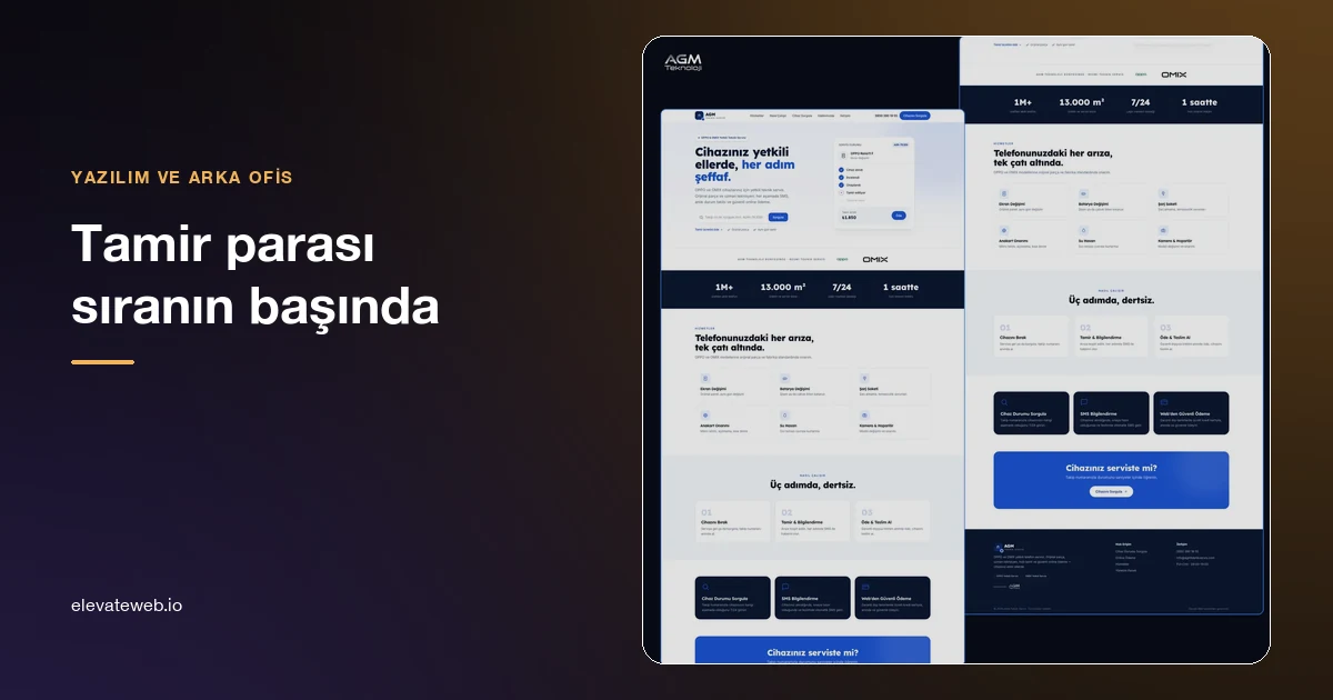 AGM Teknik Servis için geliştirilen servis takip sisteminin ekranları