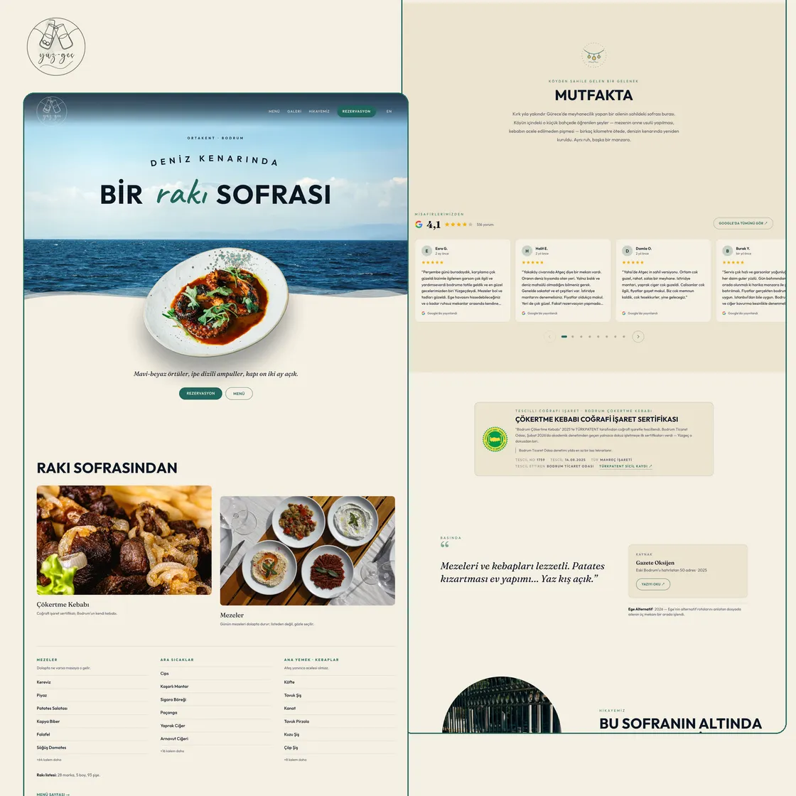 Yüzgeç Restaurant — web sitesi